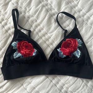 Pink black rose bralette